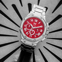 Thumbnail for AM1022SS - AMBASSADOR SILVER / RED WATCH / STEEL BAND