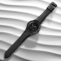 Thumbnail for AM1036CF- AMBASSADOR BLACK / CF STYLE LEATHER BAND WATCH