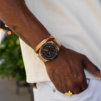 Thumbnail for MSTR Ambassador 139SS Rose gold and black watch on models wrist