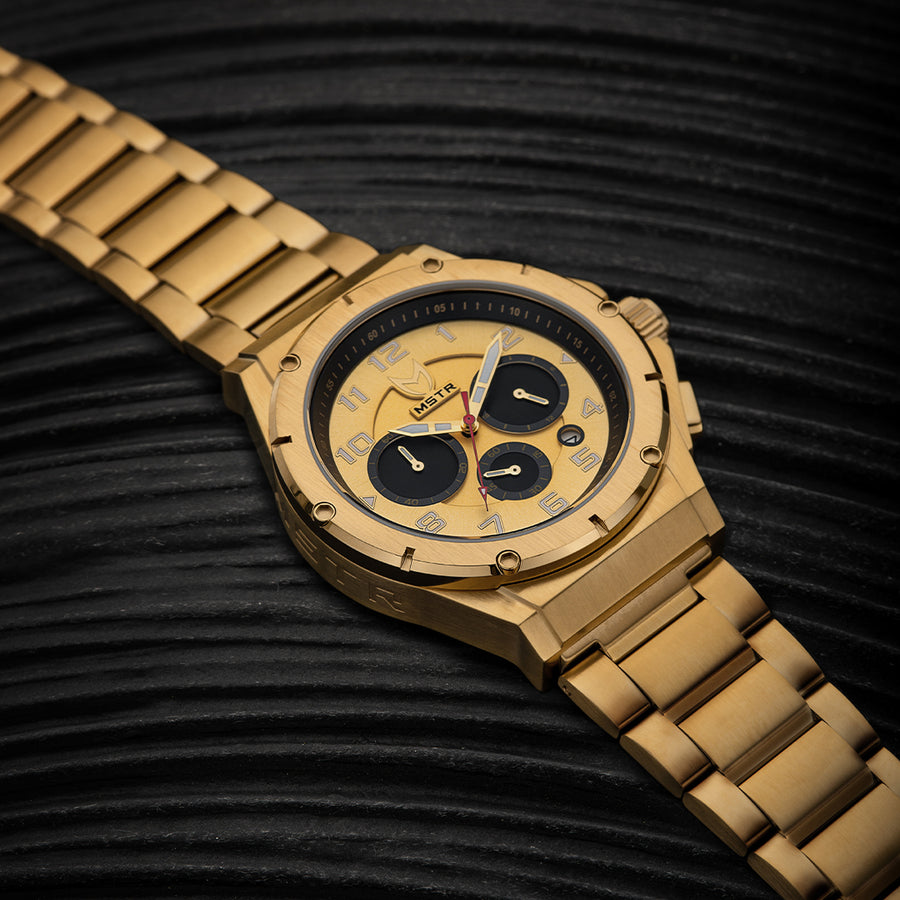 AM277SS - MK4 14K GOLD / GOLD STEEL BAND WATCH