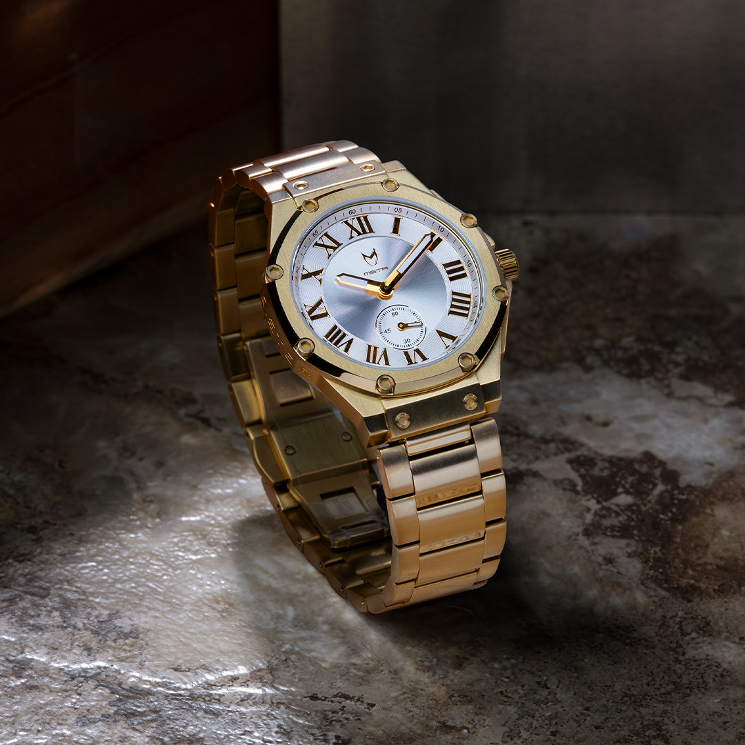 AU118SS- ULTRA SLIM GOLD / WHITE / SS BAND