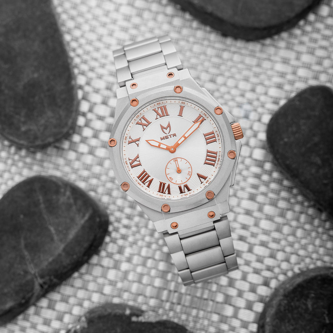 MSTR Ambassador Ultra Slim AU137SS Silver and copper watch