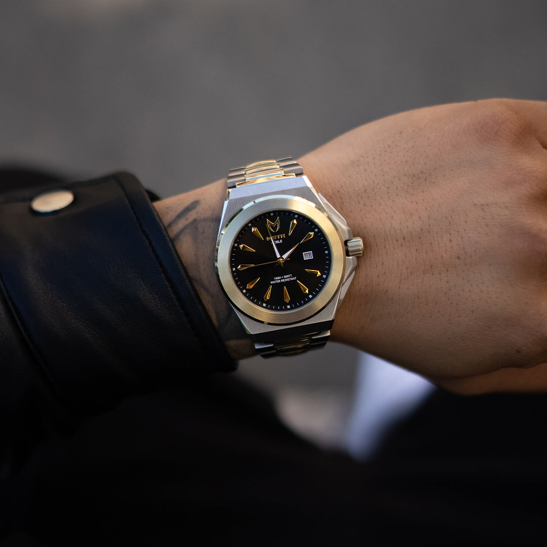 MSTR Noble NO118SS CHAMPAGNE GOLD and SILVER STEEL TWO-TONE watch on models wrist