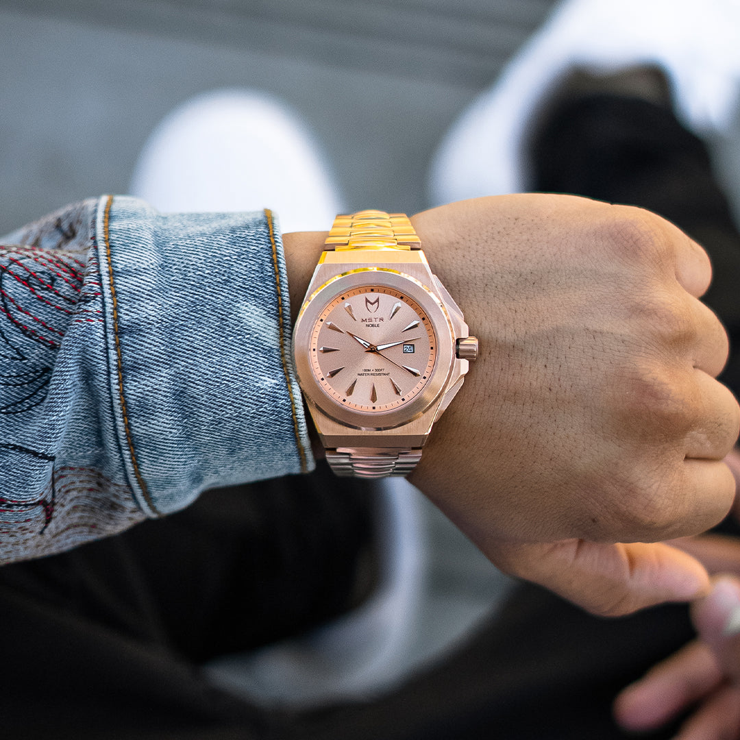 MSTR Noble NO119SS ROSE GOLD BRUSHED watch on models wrist