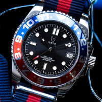 Thumbnail for VO107NS - AUTO VOYAGER SILVER / BLUE & RED / NATO BAND