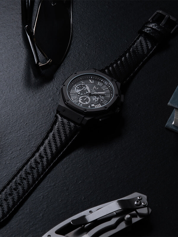 AM1023LB - AMBASSADOR BLACK / BLACK / LEATHER BAND