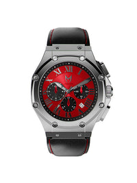 Thumbnail for AM1012LB - AMBASSADOR SILVER / RED / LEATHER BAND