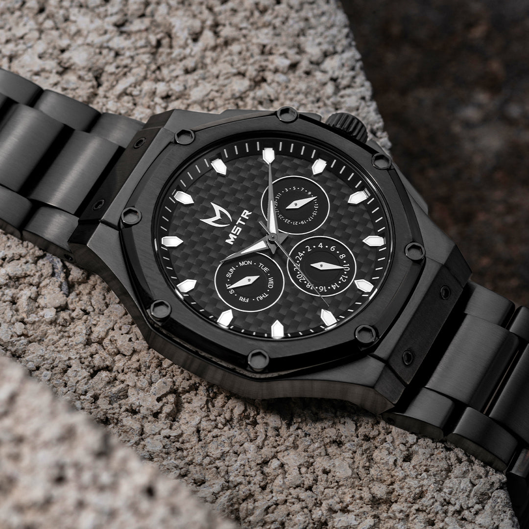 all black watch with carbon face