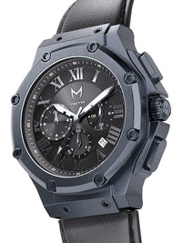 Thumbnail for AM1016LB - AMBASSADOR BLUE BRUSHED / BLACK LEATHER BAND