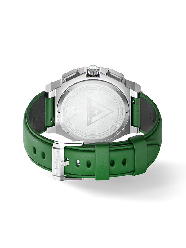 AM1021LB - AMBASSADOR SILVER / GREEN / LEATHER BAND