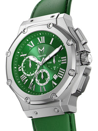 Thumbnail for AM1021LB - AMBASSADOR SILVER / GREEN / LEATHER BAND