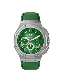 Thumbnail for AM1021LB - AMBASSADOR SILVER / GREEN / LEATHER BAND