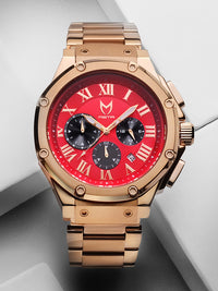 Thumbnail for AM177SS - AMBASSDOR ROSE GOLD / RED / SS BAND