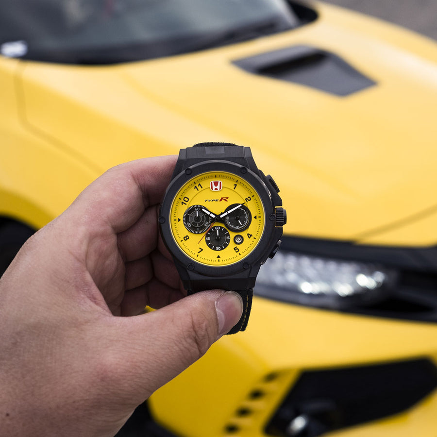 AM248TR - MK3 BLACK / YELLOW / LEATHER BAND