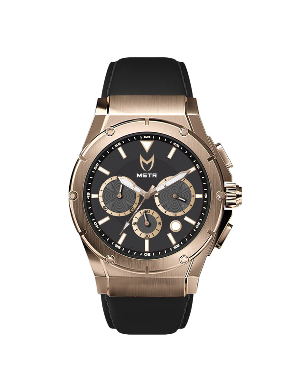 AM262LB - MK4 ROSE GOLD WATCH / BLACK LEATHER BAND