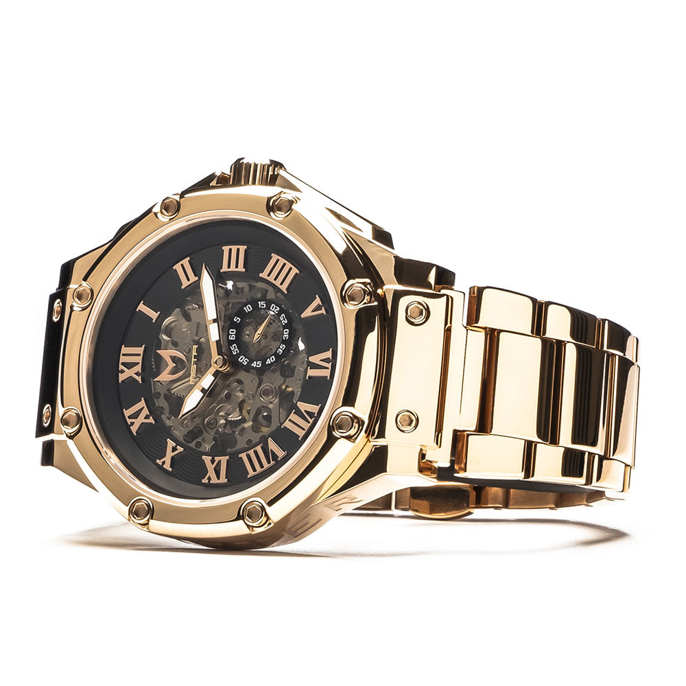 AM301SS - AMBASSADOR ROSE GOLD AUTOMATIC / BLACK / SS BAND