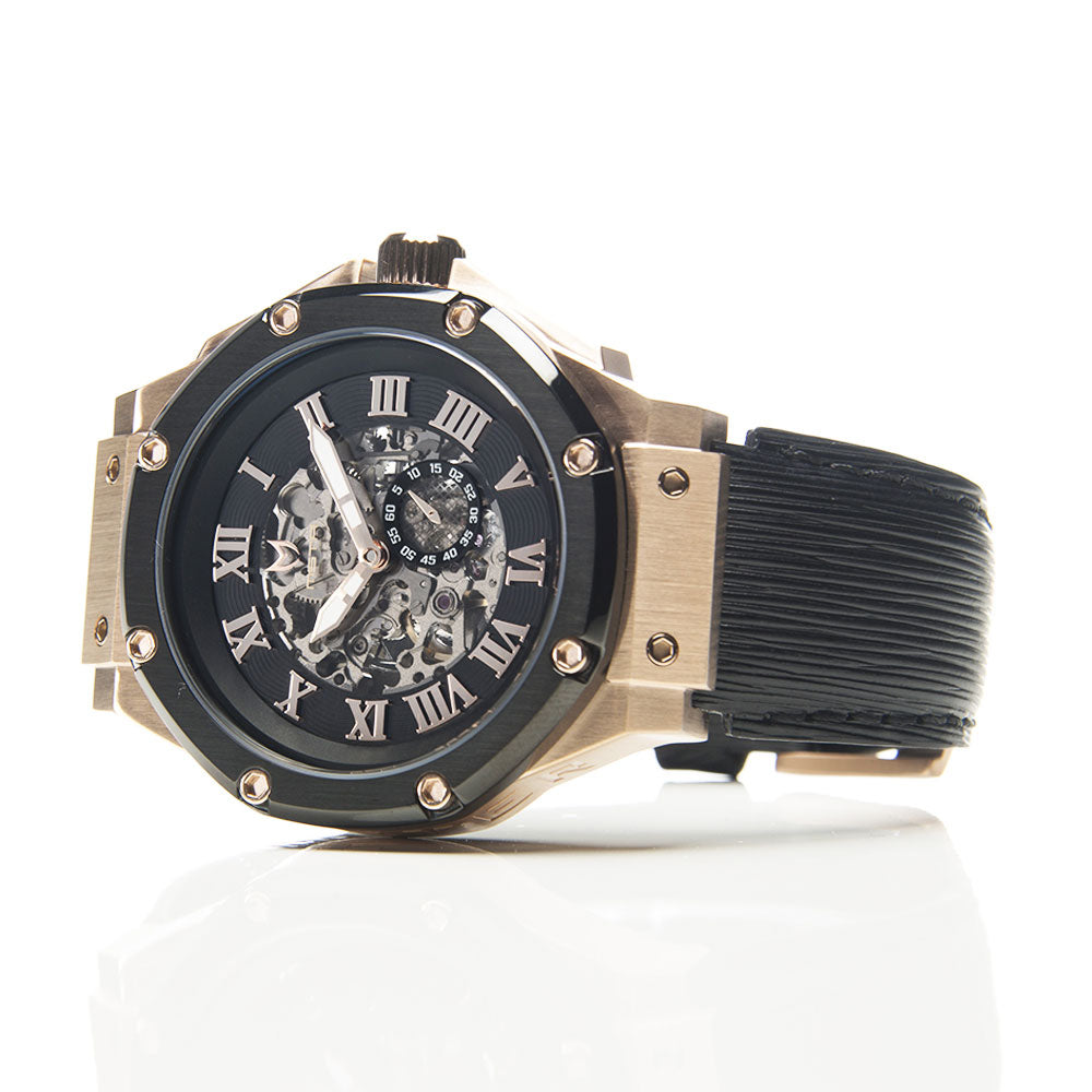 AM303EL - AMBASSADOR ROSE GOLD AUTOMATIC / BLACK LEATHER BAND