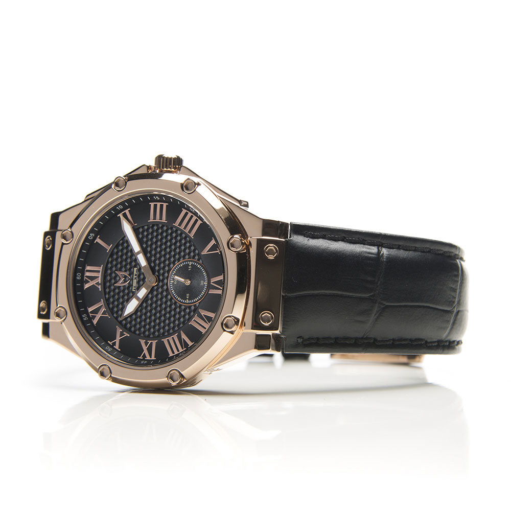 AU102CB - ULTRA SLIM ROSE GOLD / BLACK / CROC STYLE BAND