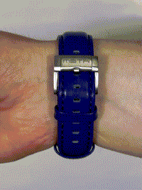 Thumbnail for AU117LB- ULTRA SLIM SILVER SEMI-POLISHED / BLUE / LEATHER BAND