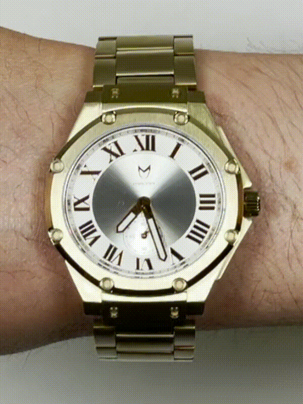 AU118SS- ULTRA SLIM GOLD / WHITE / SS BAND