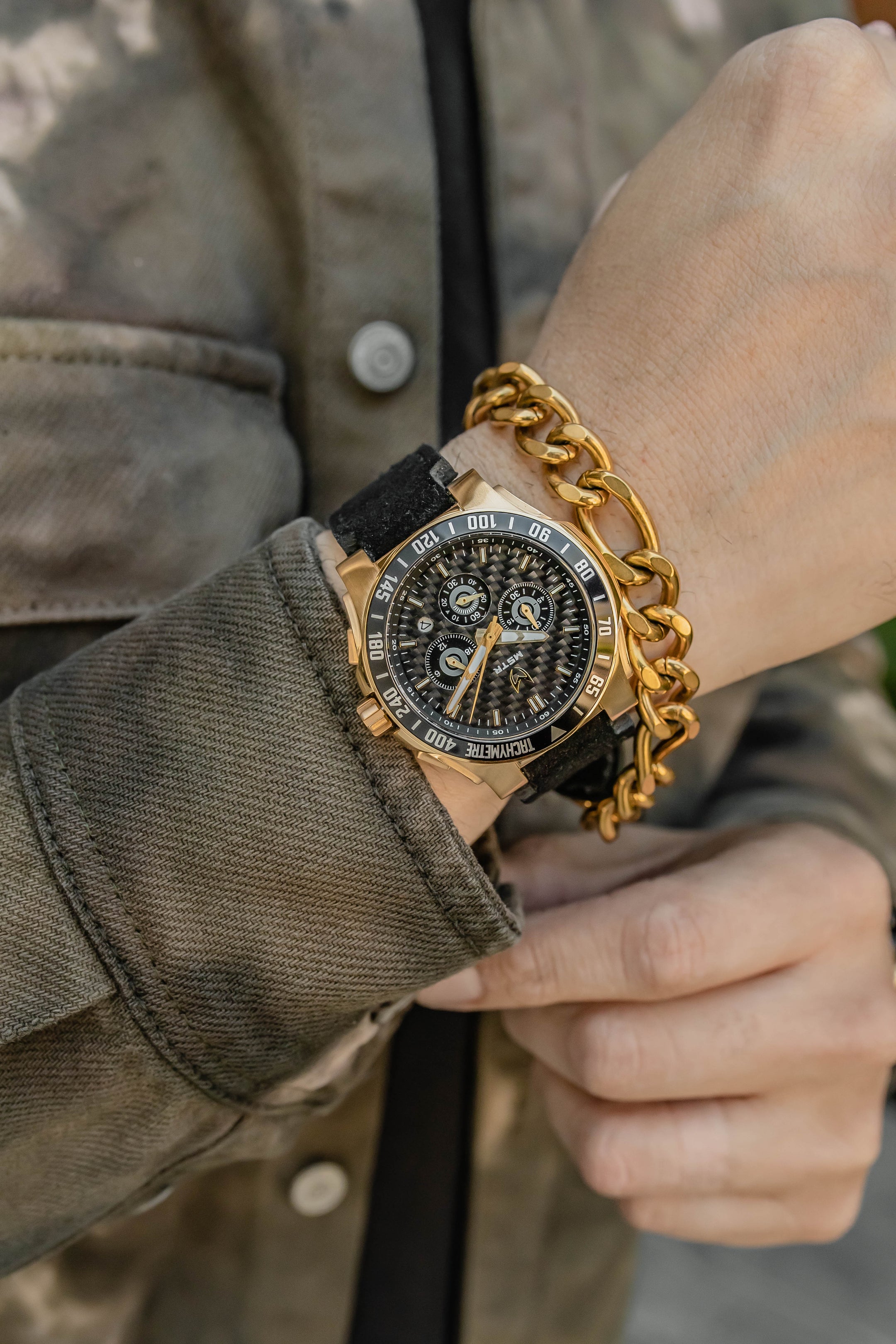 GT002LB - GT GOLD / BLACK / LEATHER BAND