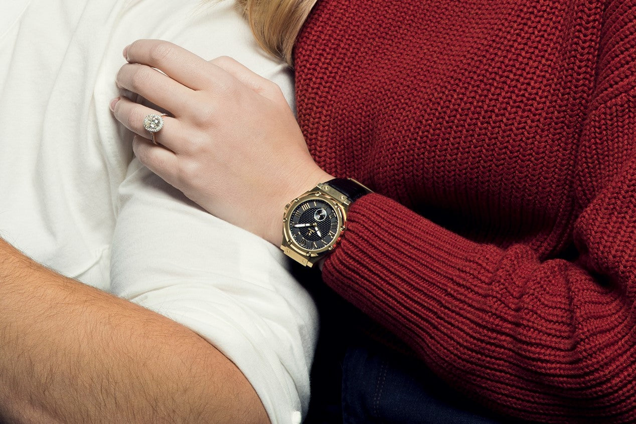 AU102CB - ULTRA SLIM ROSE GOLD / BLACK / CROC STYLE BAND