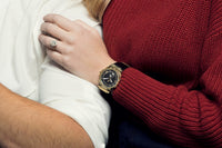 Thumbnail for AU102CB - ULTRA SLIM ROSE GOLD / BLACK / CROC STYLE BAND