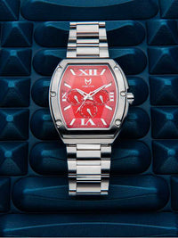 Thumbnail for MJ128SS - MAJOR SILVER / RED / STEEL BAND