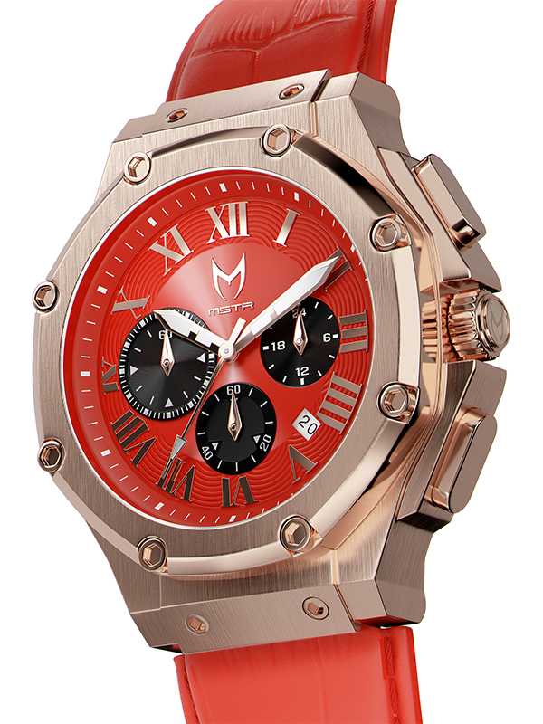 AM177CB - AMBASSADOR ROSE GOLD / RED / CROC STYLE BAND