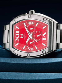 Thumbnail for MJ128SS - MAJOR SILVER / RED / STEEL BAND