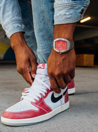 Thumbnail for MJ128SS - MAJOR SILVER / RED / STEEL BAND
