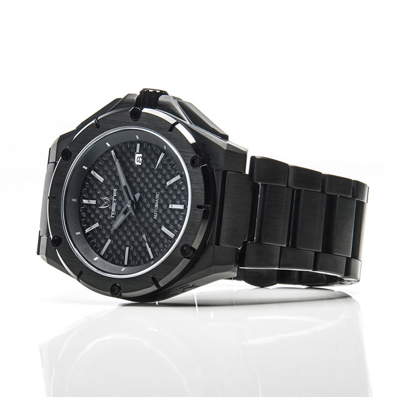 NO104SS - MSTR NOBLE AUTOMATIC / ALL BLACK WITH CARBON FIBER - STAINLESS STEEL LINKS
