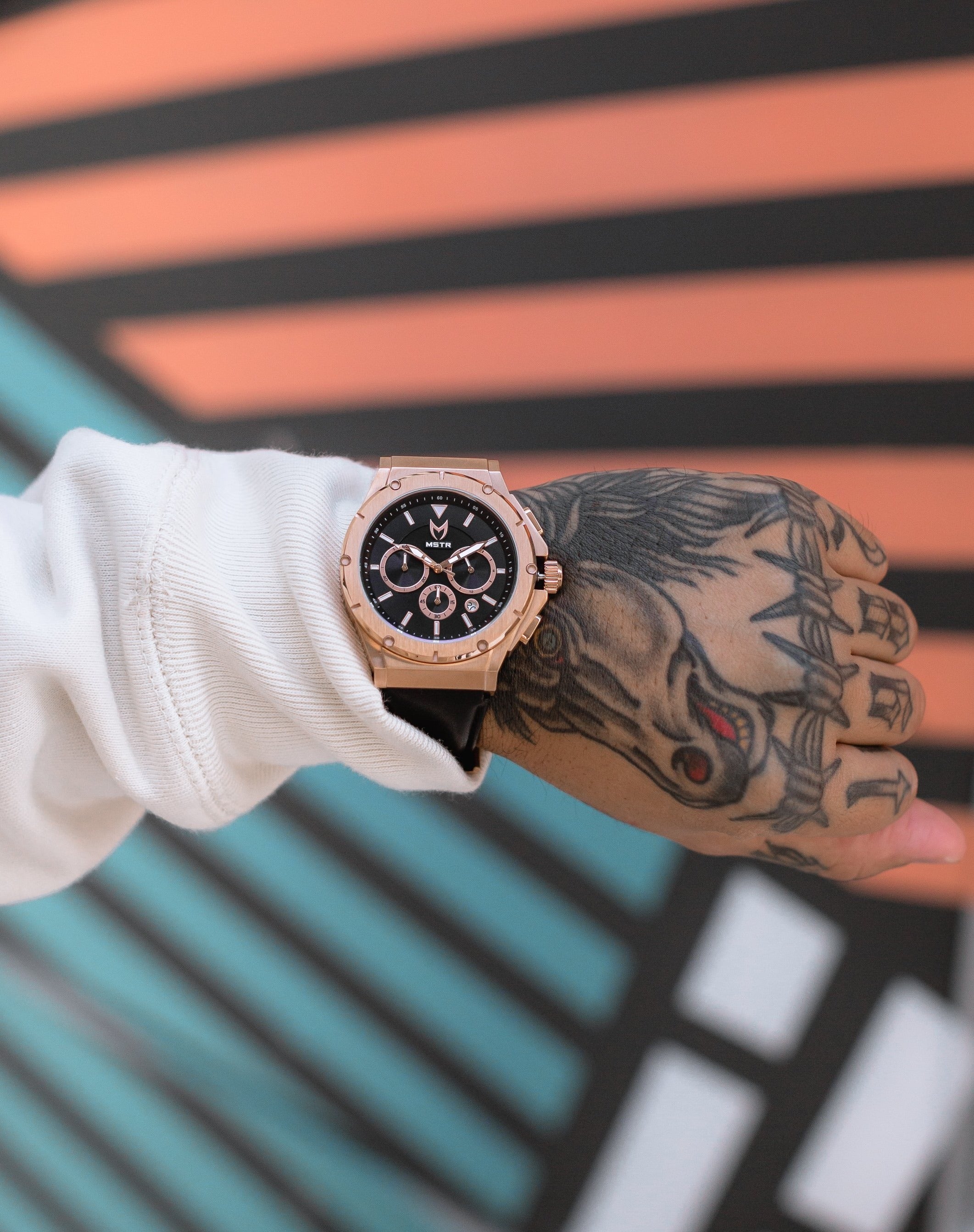 AM262LB - MK4 ROSE GOLD WATCH / BLACK LEATHER BAND