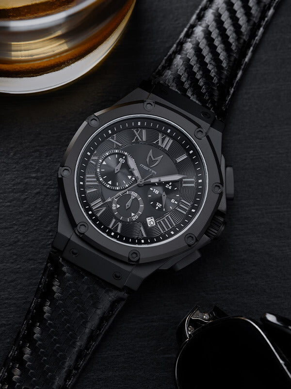 AM1023LB - AMBASSADOR BLACK / BLACK / LEATHER BAND