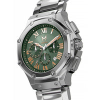 Thumbnail for AM1037SS - AMBASSADOR SILVER / GREEN / SILVER STEEL BAND WATCH