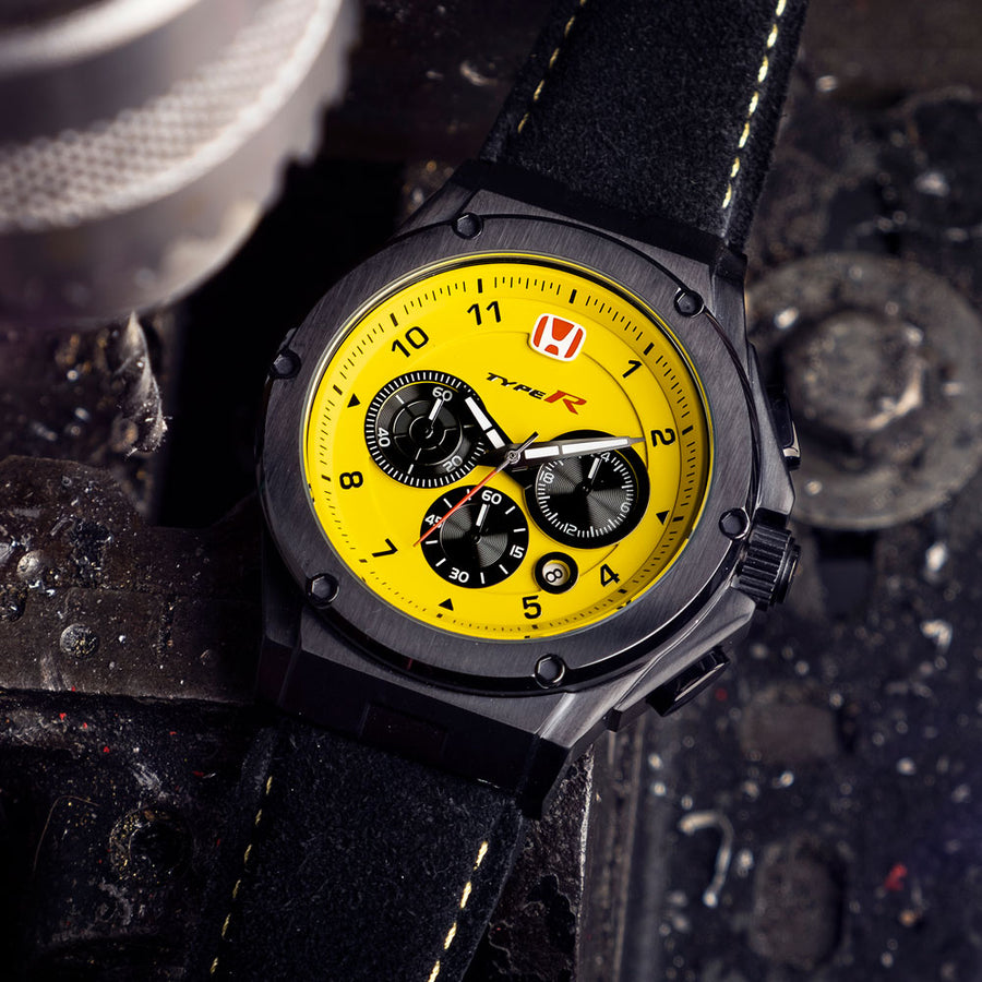 AM248TR - MK3 BLACK / YELLOW / LEATHER BAND