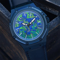 Thumbnail for close up on the dial of the van gogh blue watch