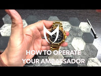 AM168OB - AMBASSADOR ROSE GOLD / BLACK / OSTRICH STYLE LEATHER BAND