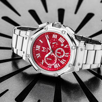 Thumbnail for AM1022SS - AMBASSADOR SILVER / RED WATCH / STEEL BAND