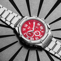 Thumbnail for AM1022SS - AMBASSADOR SILVER / RED WATCH / STEEL BAND