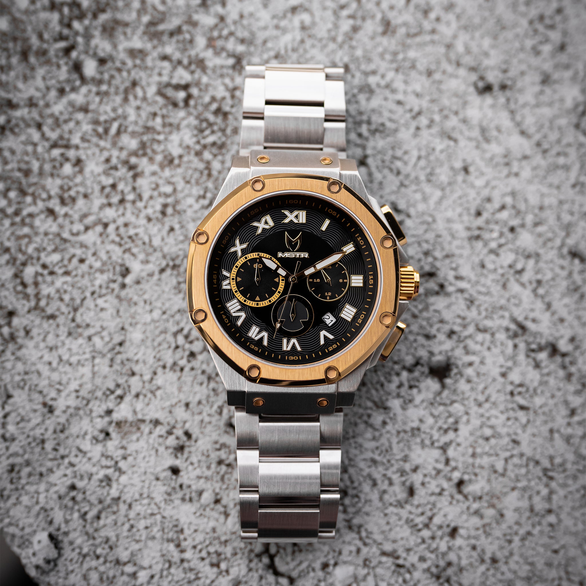AM1053SS - AMBASSADOR SILVER & GOLD WATCH WITH STEEL STRAP