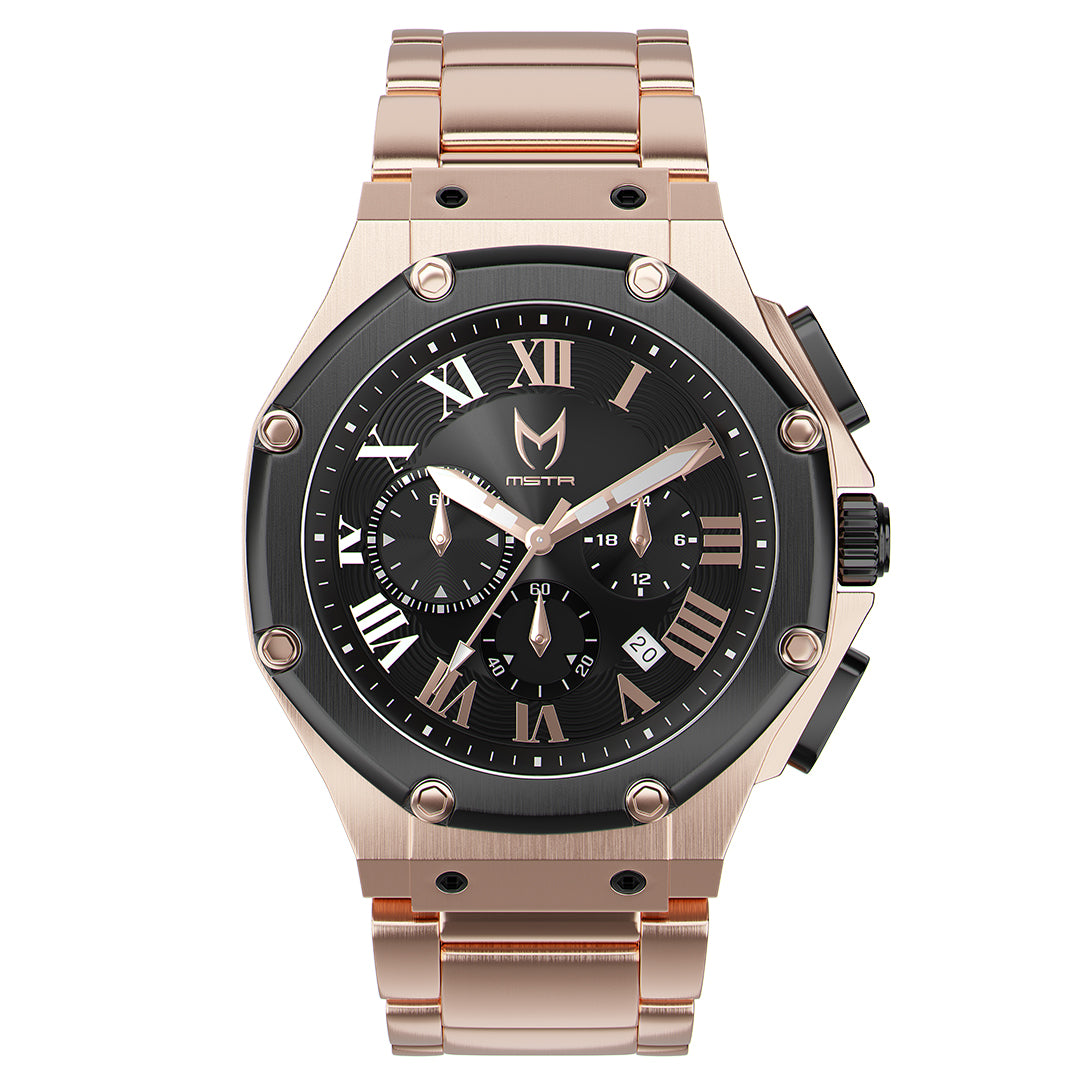 MSTR Ambassador 139SS Rose gold and black watch front render