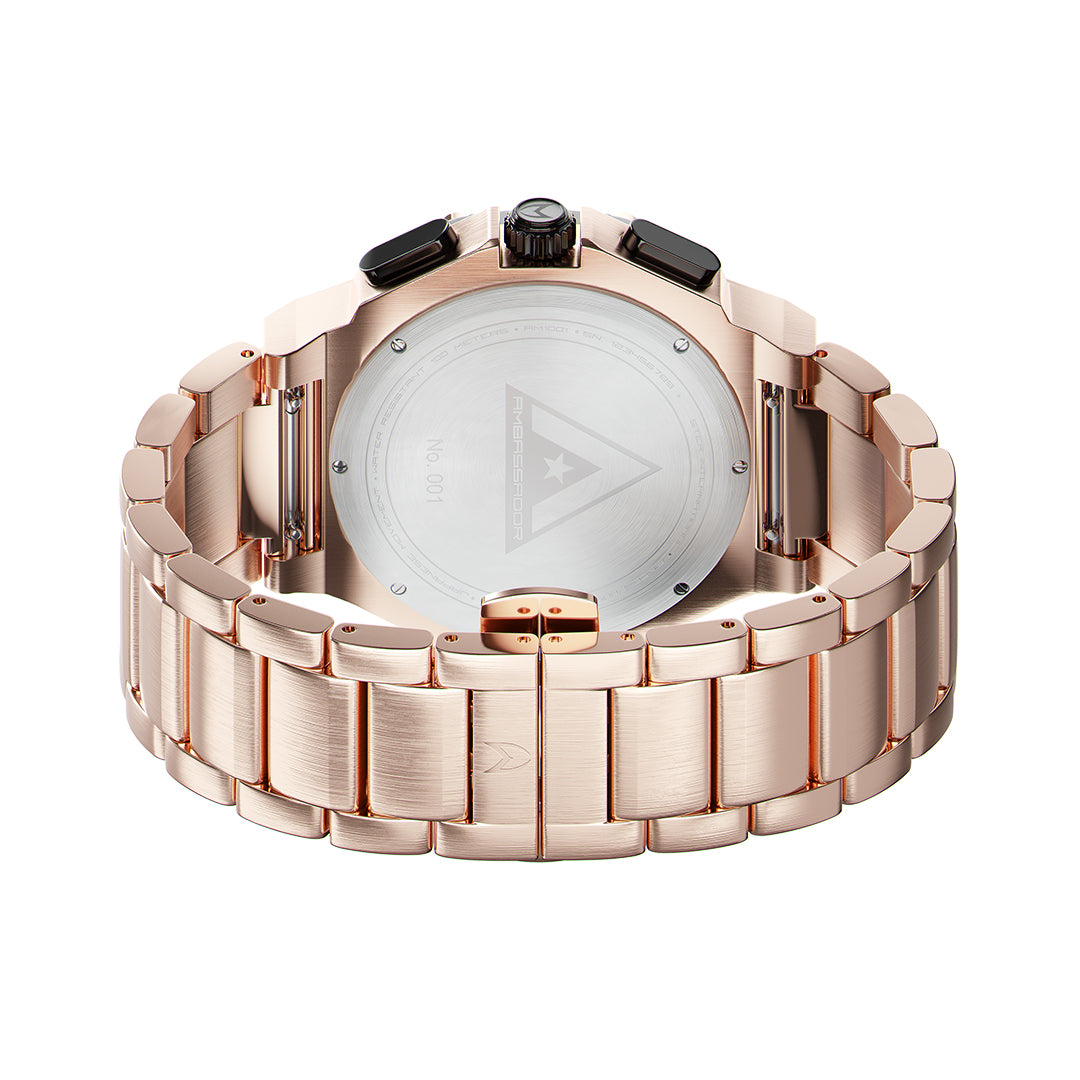 MSTR Ambassador 139SS Rose gold and black watch back render