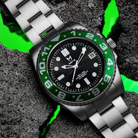 Thumbnail for MSTR Voyager VO124SS silver and green automatic watch