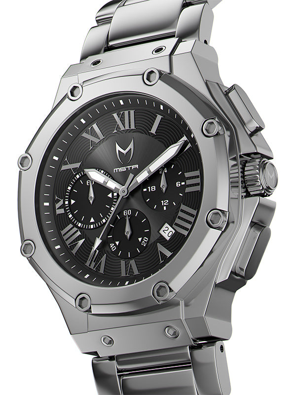AM1000SS - AMBASSADOR POLISHED TITANIUM / BLACK / SS BAND