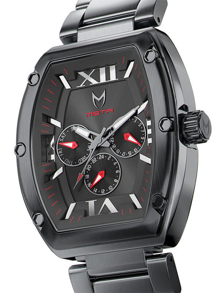Major Watch : Gun Metal Steel | Black Face | Steel Band (MJ129SS