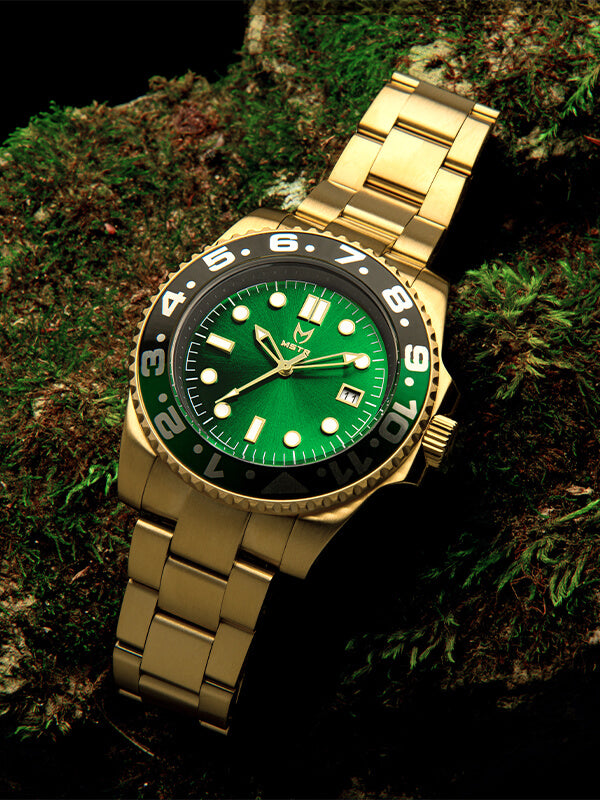 VO110SS - VOYAGER GOLD / GREEN & BLACK / SS BAND