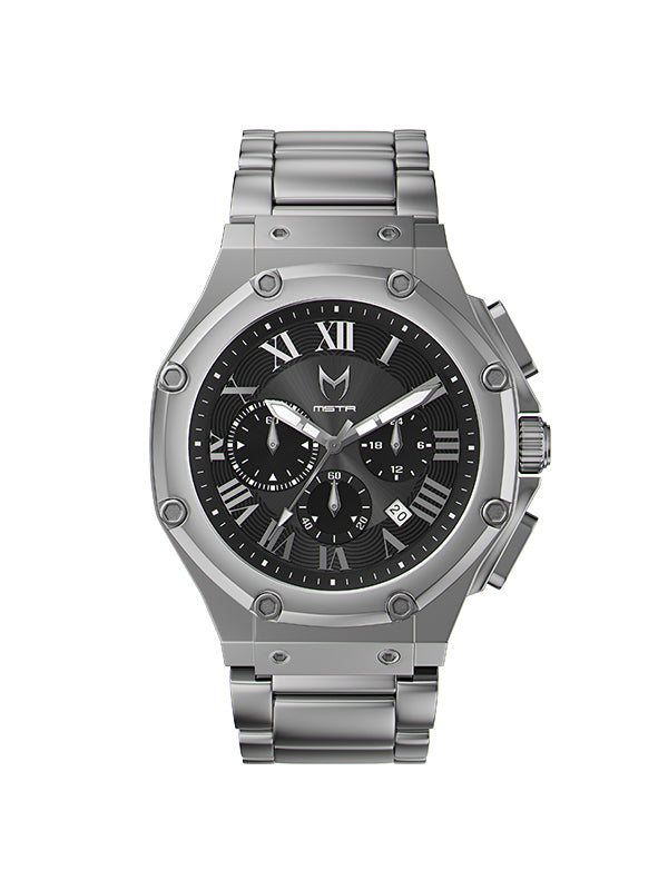 AM1000SS - AMBASSADOR POLISHED TITANIUM / BLACK / SS BAND