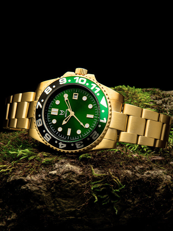 VO110SS - VOYAGER GOLD / GREEN &amp; BLACK / SS BAND