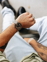 Thumbnail for MSTR Ambassador Ultra Slim AU140MV2 gunmetal watch on models wrist
